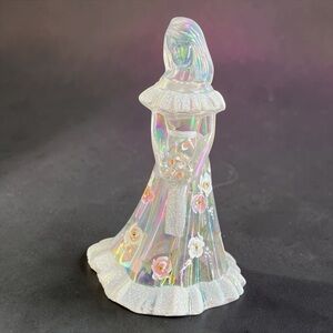 Fenton Art Glass Bridesmaid Doll Figurine Iridescent Roses Frit Signed S. Miller